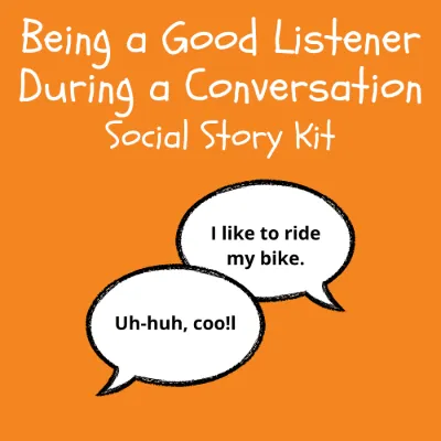 Being a Good Listener During a Conversation Social Story Kit kit cover